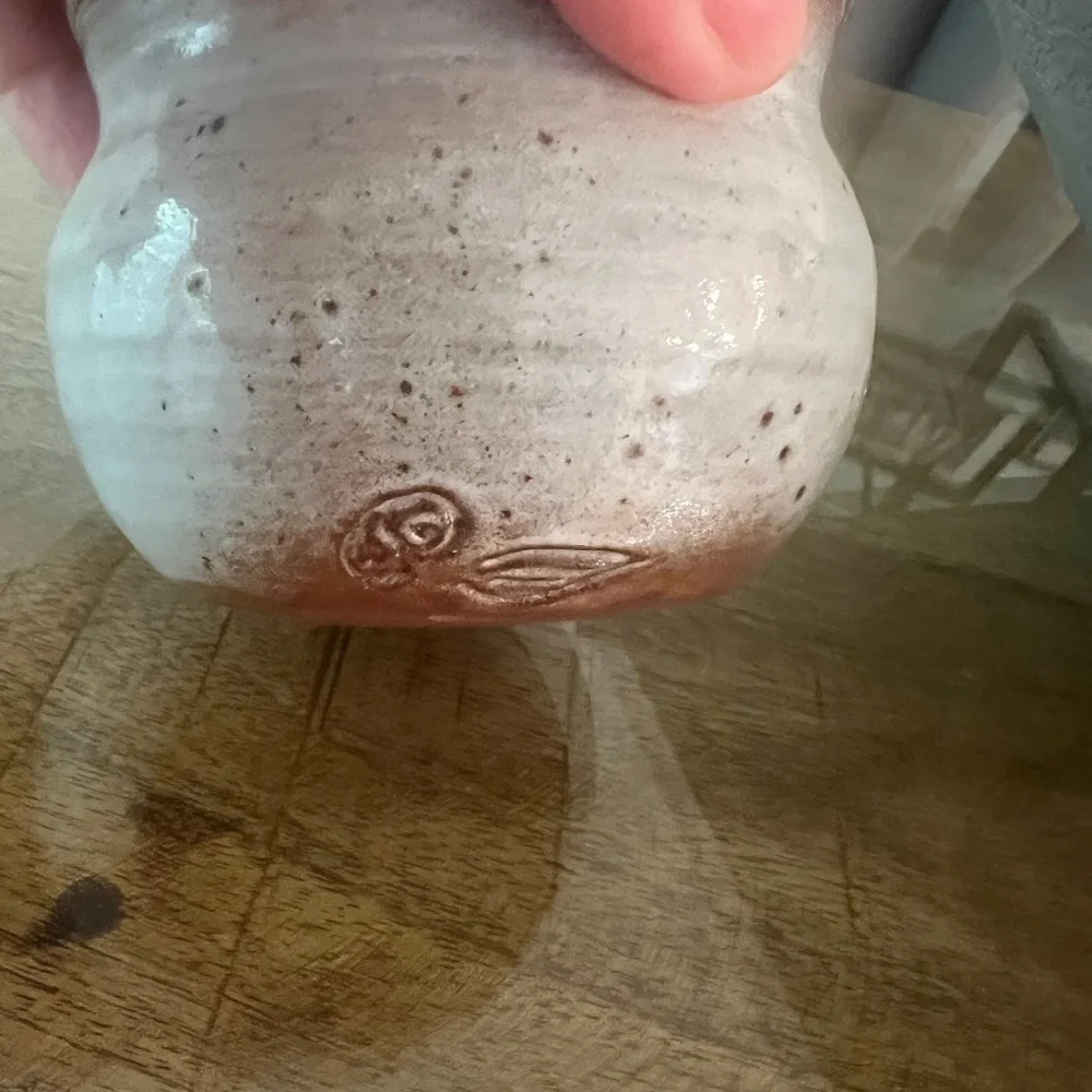Sandstone pot signed by the owl by Norbert Pierlot pottery butter keeper